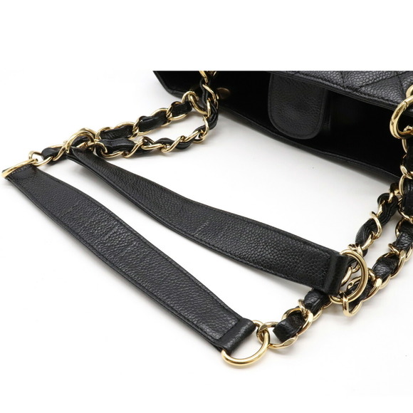 Chanel PST Matelasse Coco Mark Chain Tote Bag Caviar Skin Black Gold - Picture 4 of 7